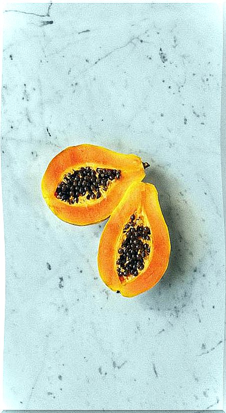 Papaya halved